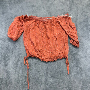 Papaya Off-Shoulder Top Women's Size L Orange Short Sleeve 100% Rayon Pullover